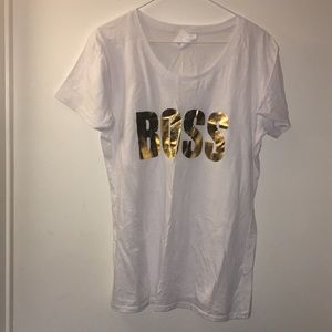 Nice white with gold writing